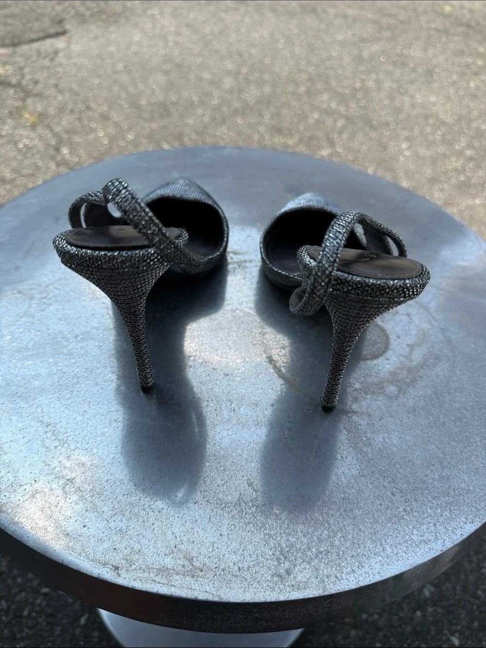 Women's  Silver  Pointed Toe Slingback Heels
